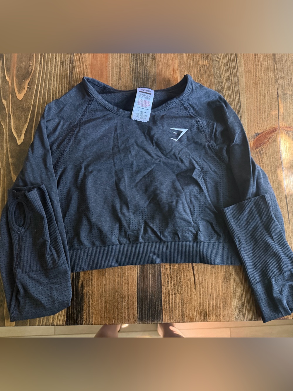 Gymshark Black Perforated Long Sleeve Performance Top
